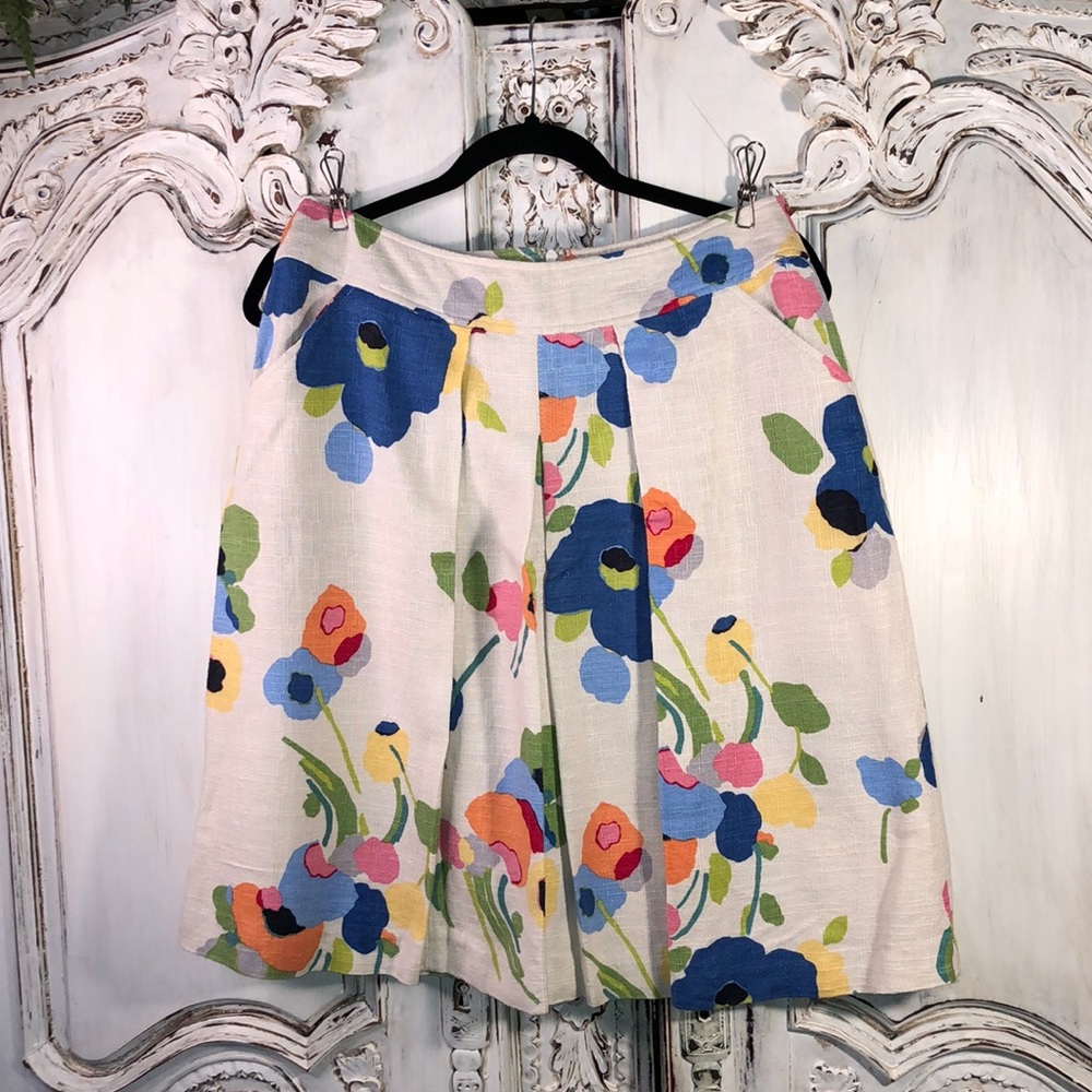 Kim Rogers Floral Linen Blend Skirt